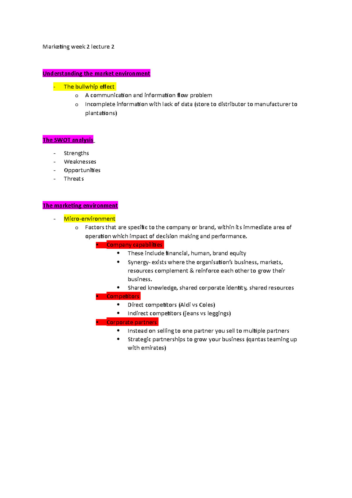 Marketing WK2 - Lecture notes 2 - Marketing week 2 lecture 2 ...