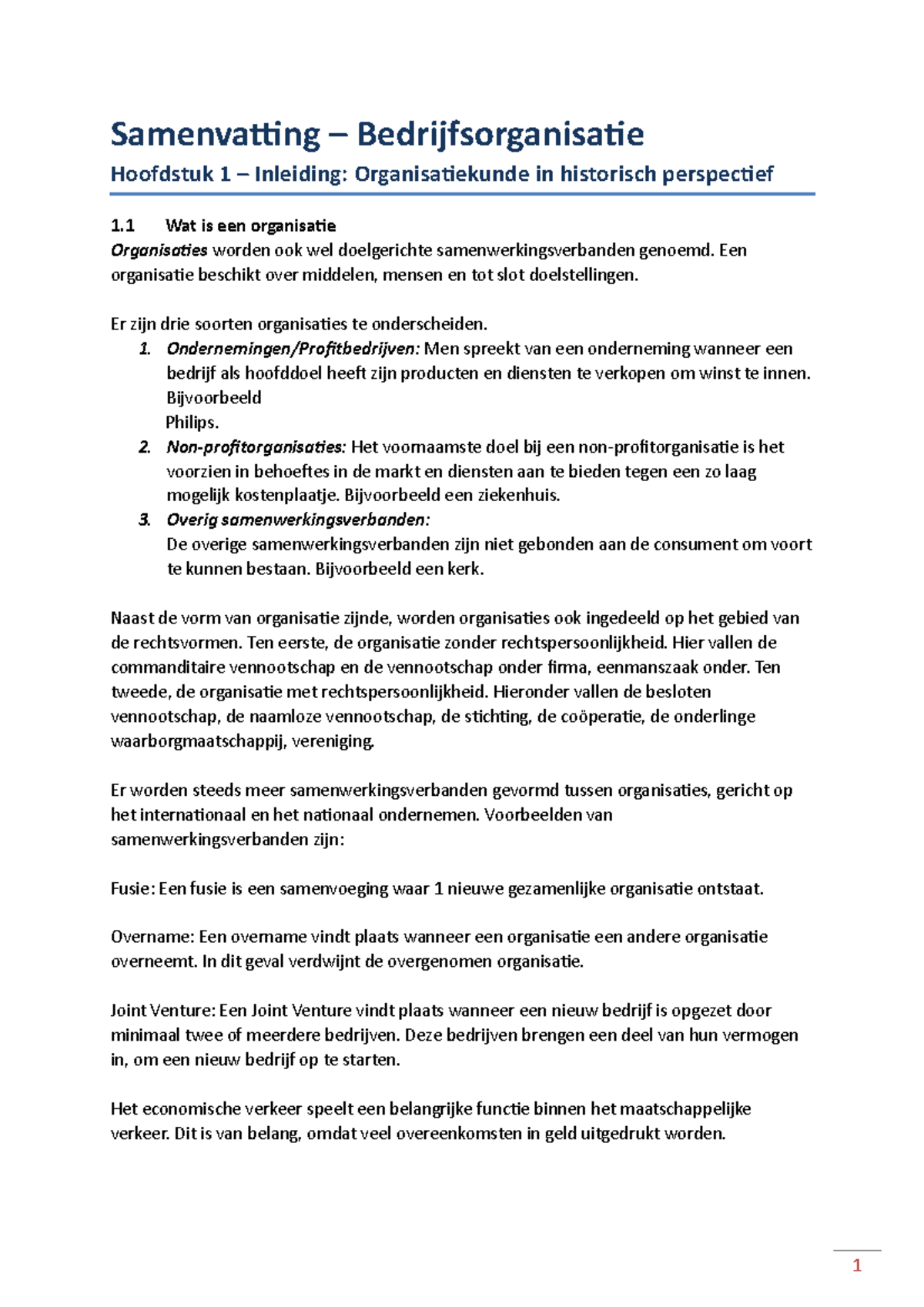 Samenvatting - Bedrijfsorganisatie - Samenvatting Bedrijfsorganisatie ...