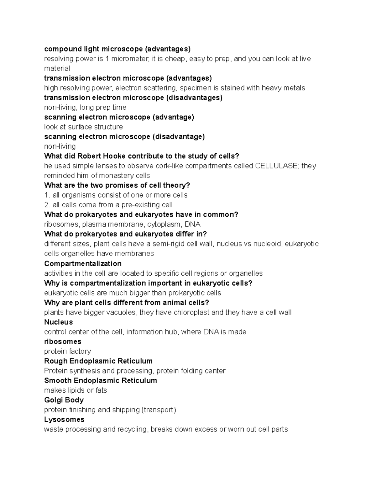 Bio test 2 life is cellular compound light microscope (advantages