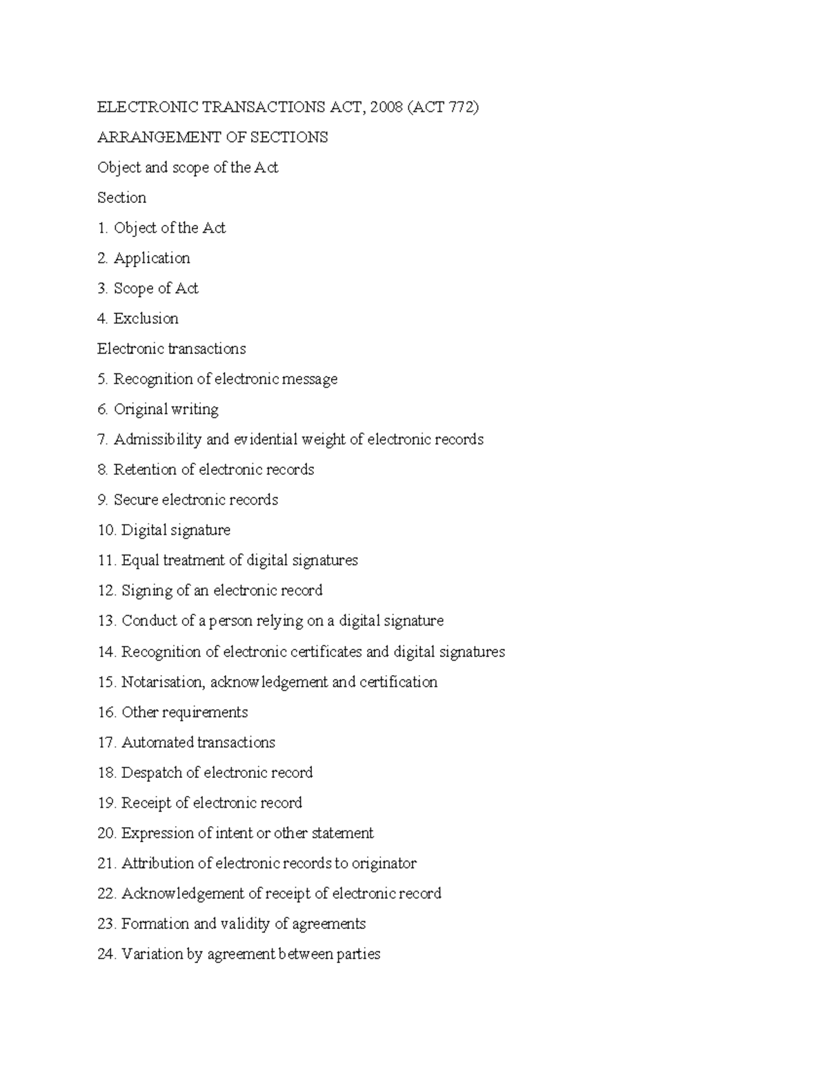 Electronic Transactions ACT, 2008 (ACT 772) - ELECTRONIC TRANSACTIONS ...