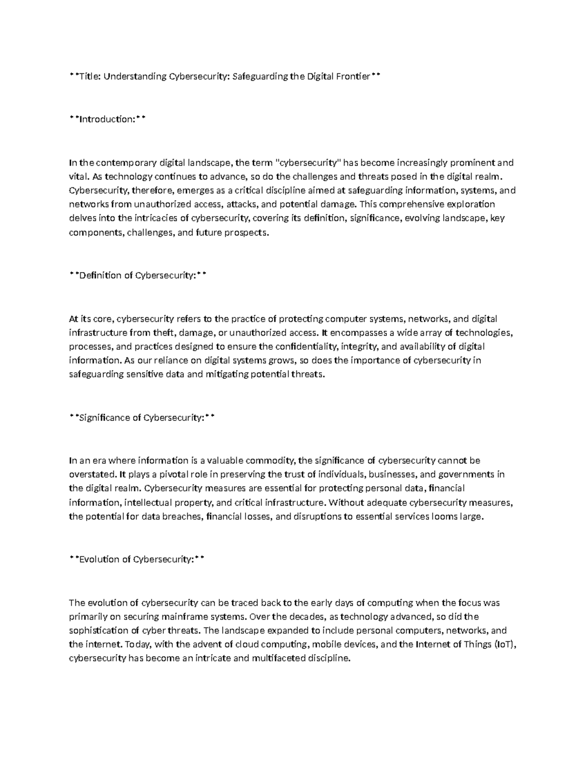 Cybersecurity Safeguarding the Digital Frontier - Title: Understanding ...