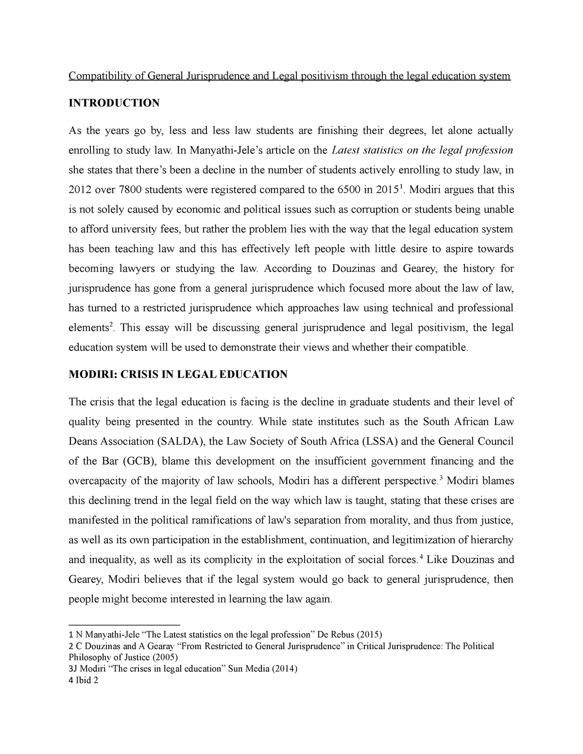 Juris Short essay - Compatibility of General Jurisprudence and Legal ...