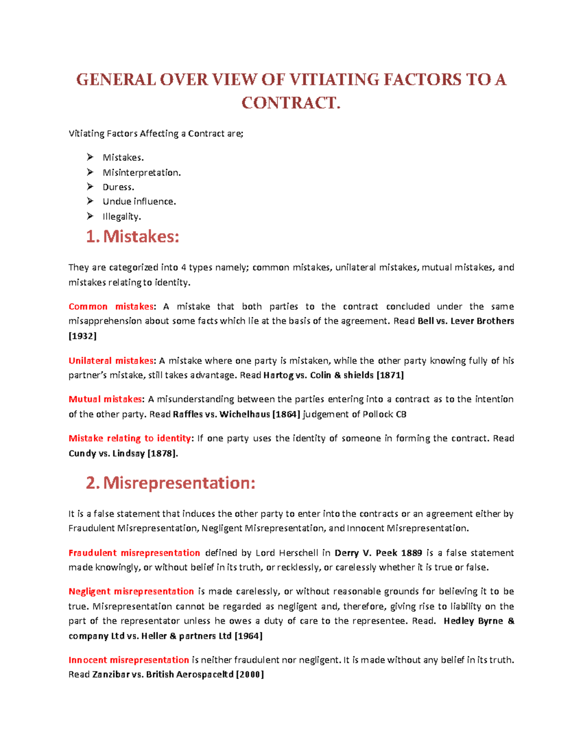Vitiating Factors. Prince Age - GENERAL OVER VIEW OF VITIATING FACTORS ...