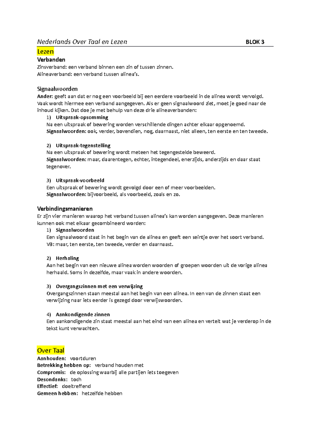 Nederlands Over Taal en Lezen BLOK 3 en 4 - Nederlands Over Taal en ...
