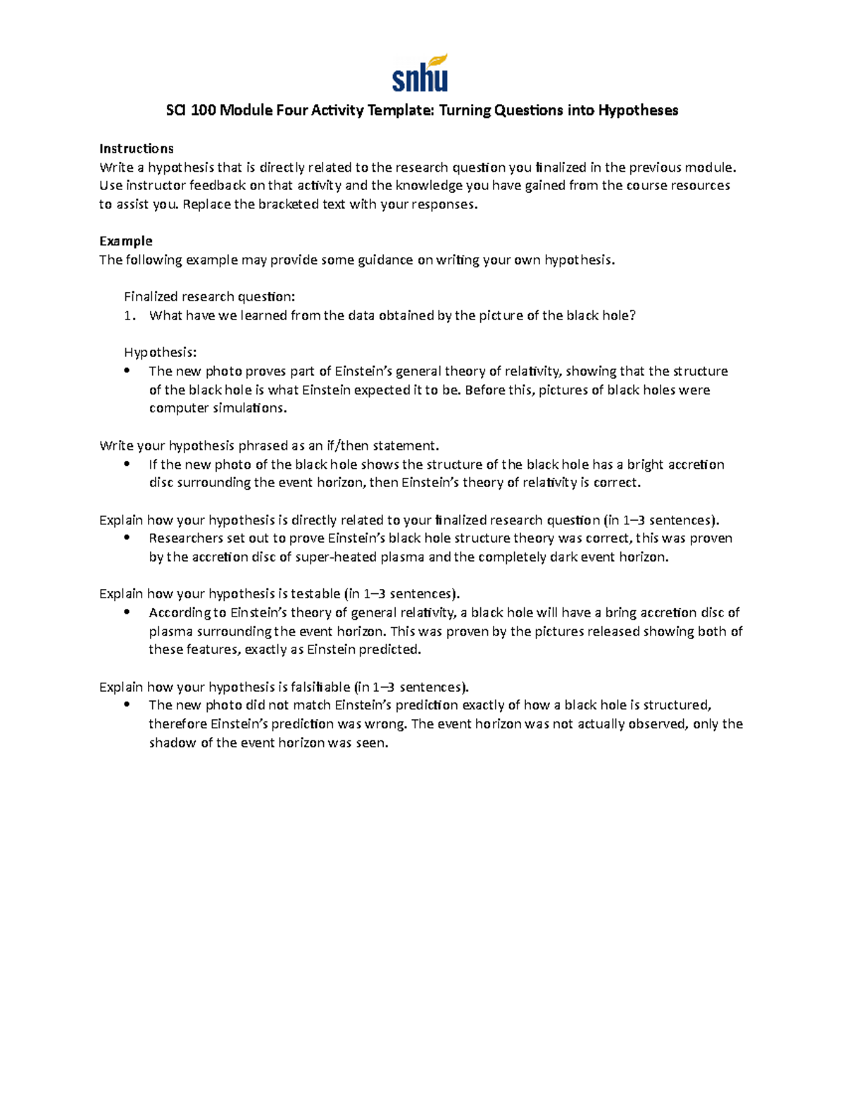 SCI 100 Module Four Activity - SCI 100 - SNHU - Studocu