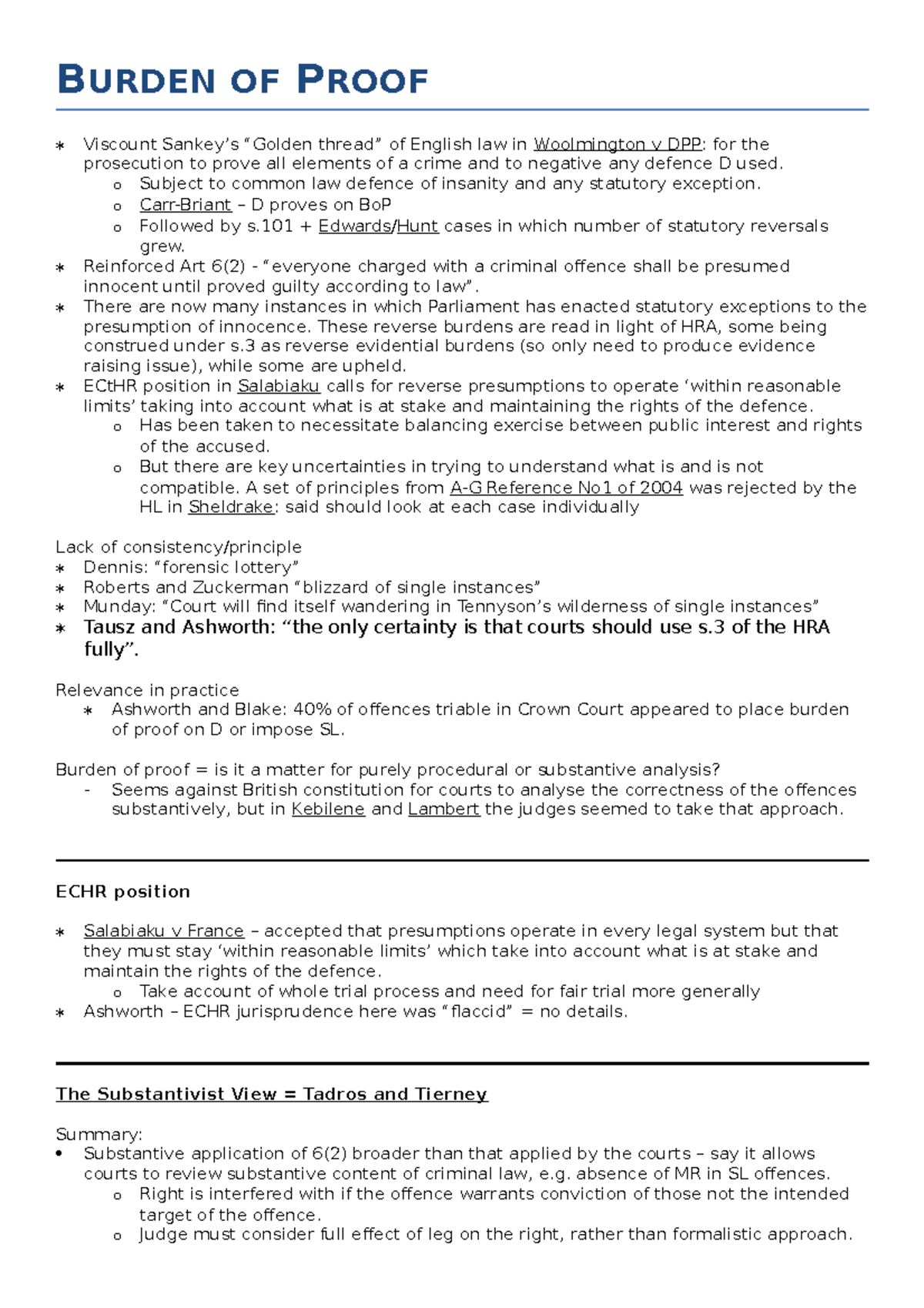 Burden of proof essay BURDEN OF PROOF Viscount Sankey’s “Golden