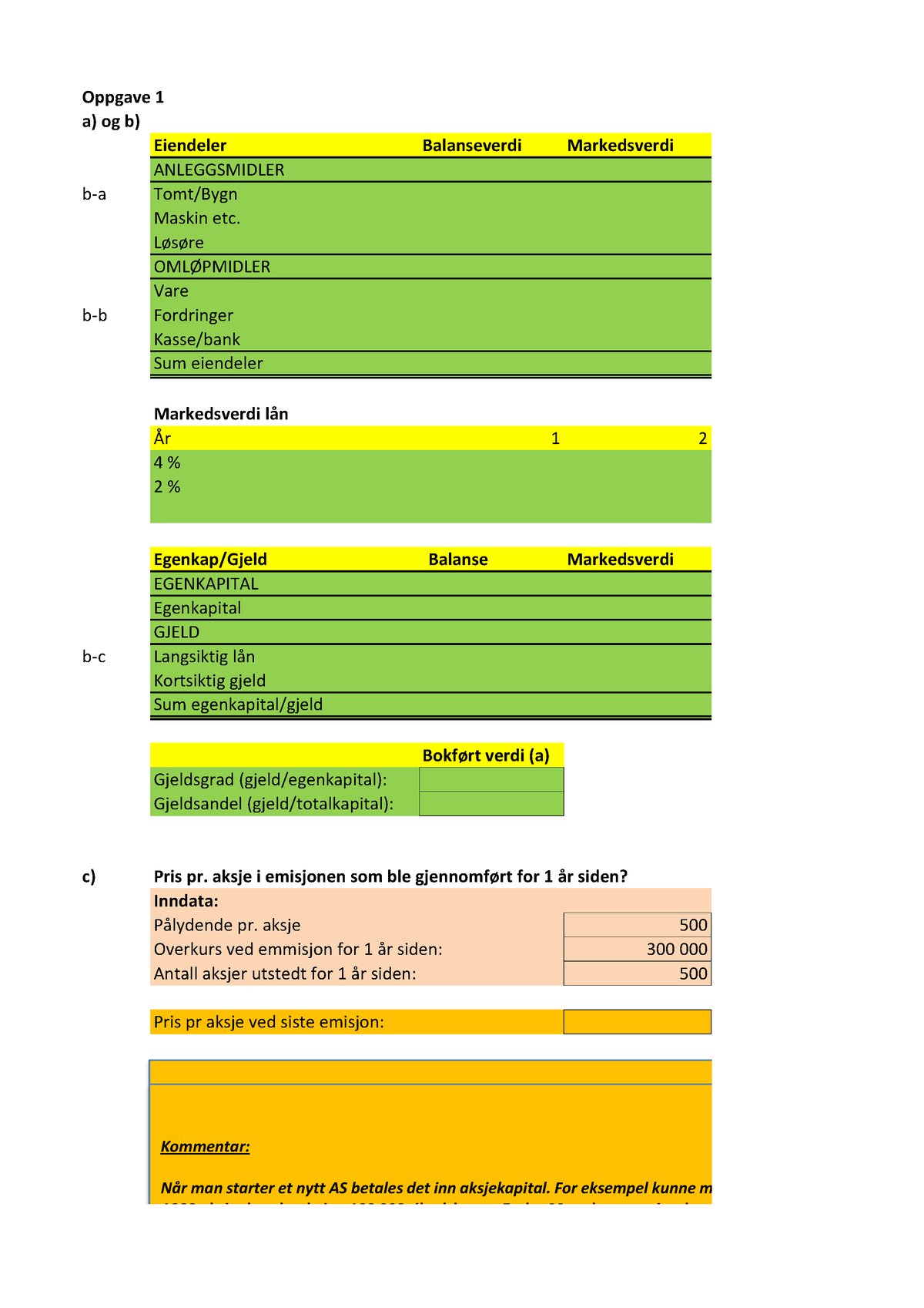 Investering Finansiering Oppgaveseinar, Gjeldsgrad, Kontatstrøm ...