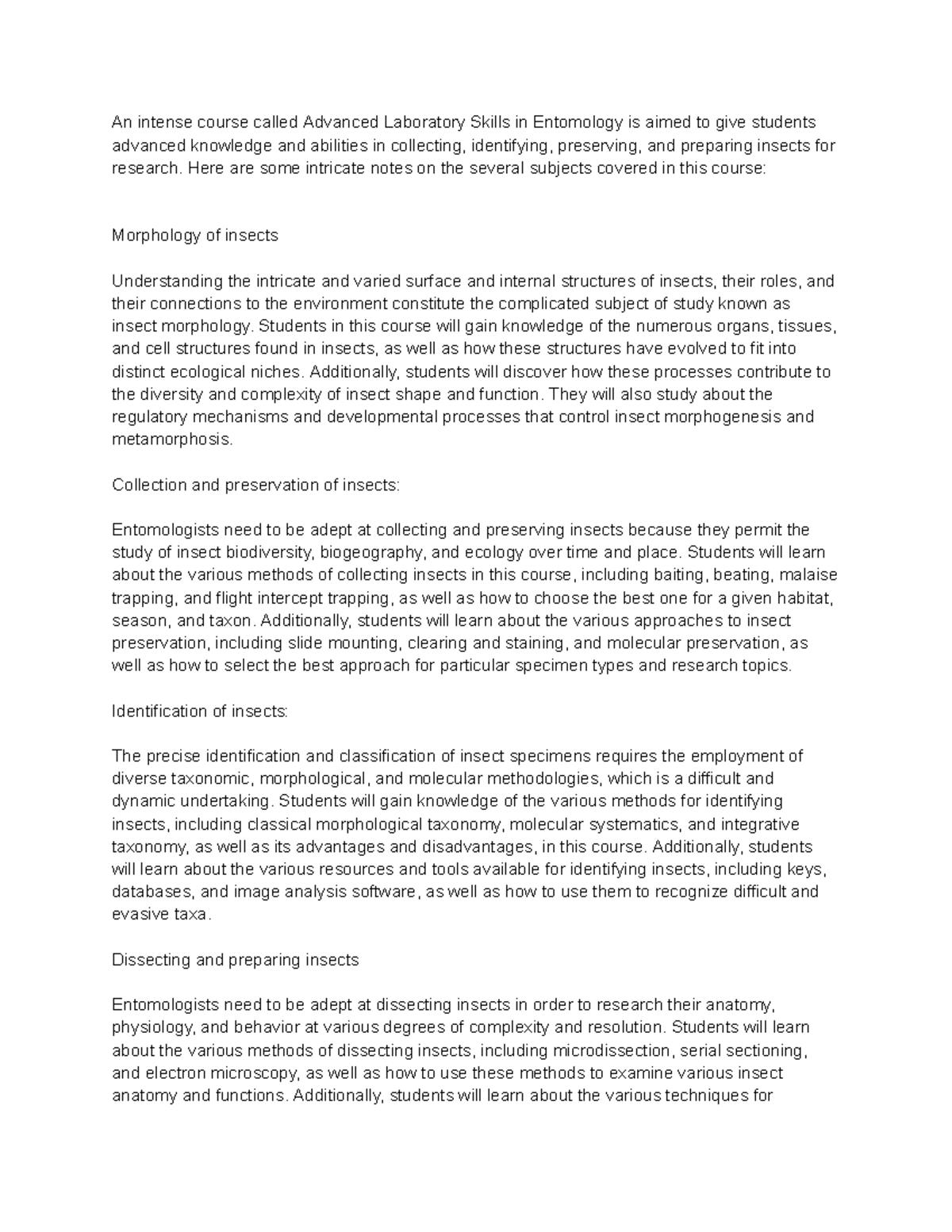 Notes on Advanced Laboratory Skills in Entomology - An intense course ...