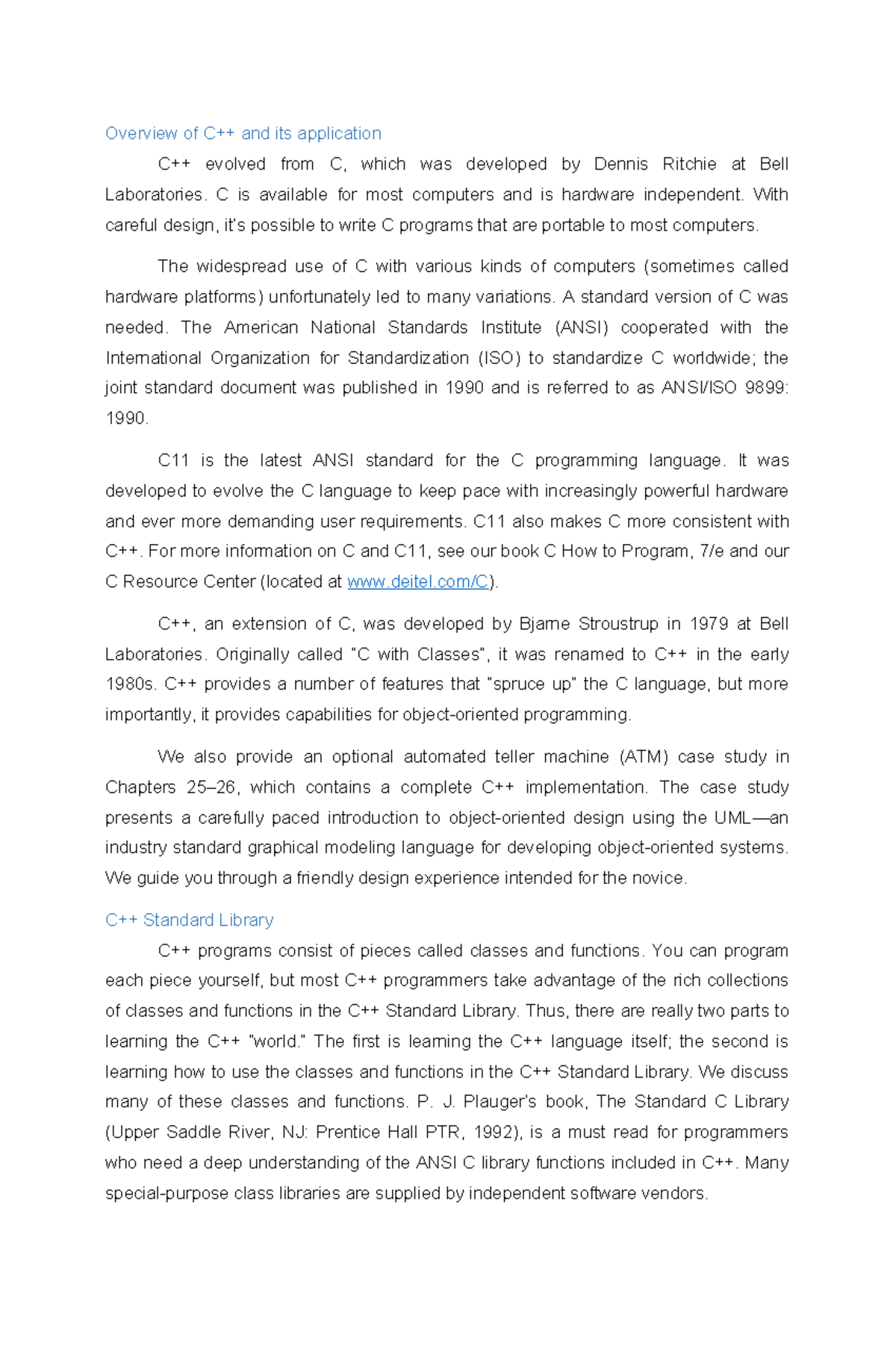 Overview of C++ - for educational purposes - Overview of C++ and its ...