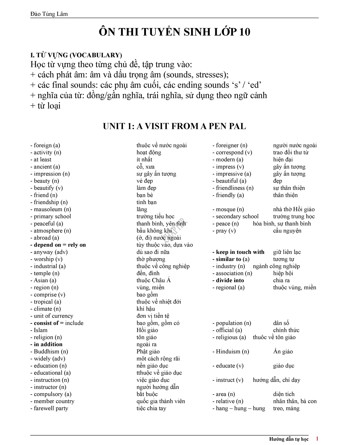 Tổng hợp các từ vựng tiếng Anh thi vào 10 - Phân tích và bài tập mẫu