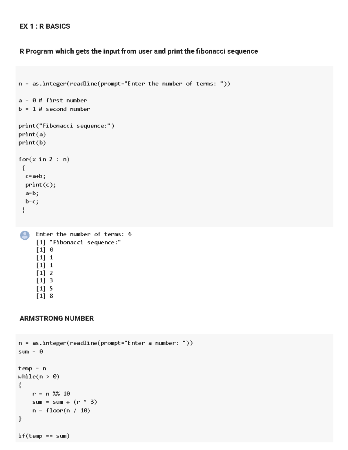 R Basics Exercise practices - EX 1 : R BASICS R Program which gets the ...