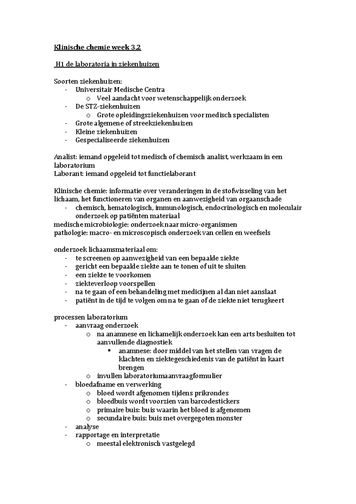 Samenvatting Klinische Chemie En Hematologie Voor Analisten Edwin Ten ...