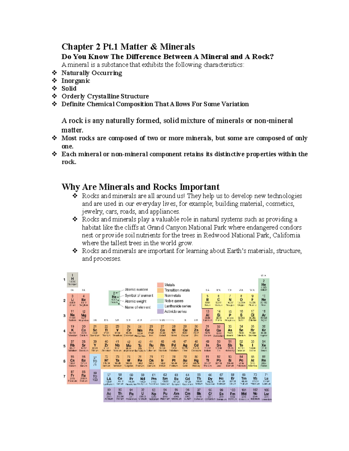 Chapter 2 (Matter & Minerals) - Chapter 2 Pt Matter & Minerals Do You ...