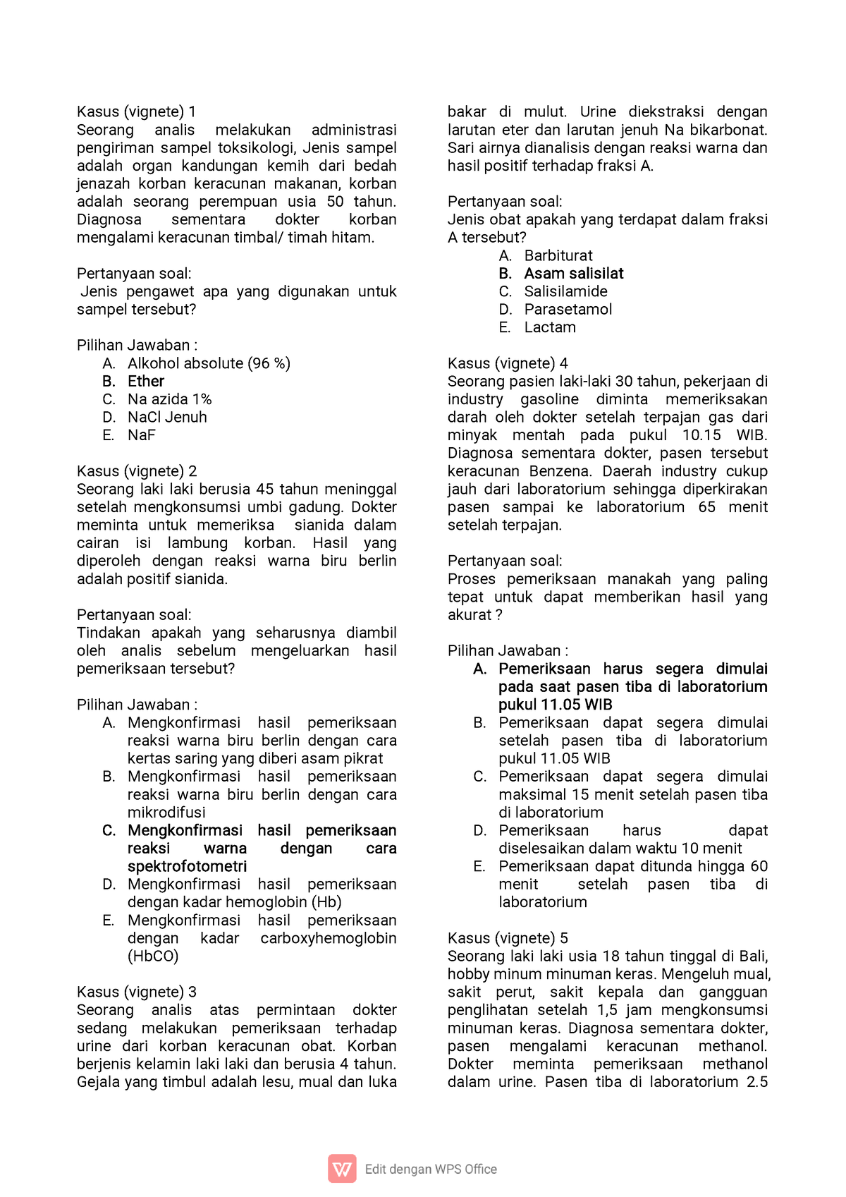 Soal Ukom 1 - Ukom Analis Kesehatan - Kasus(vignete) 1 Seorang Analis ...