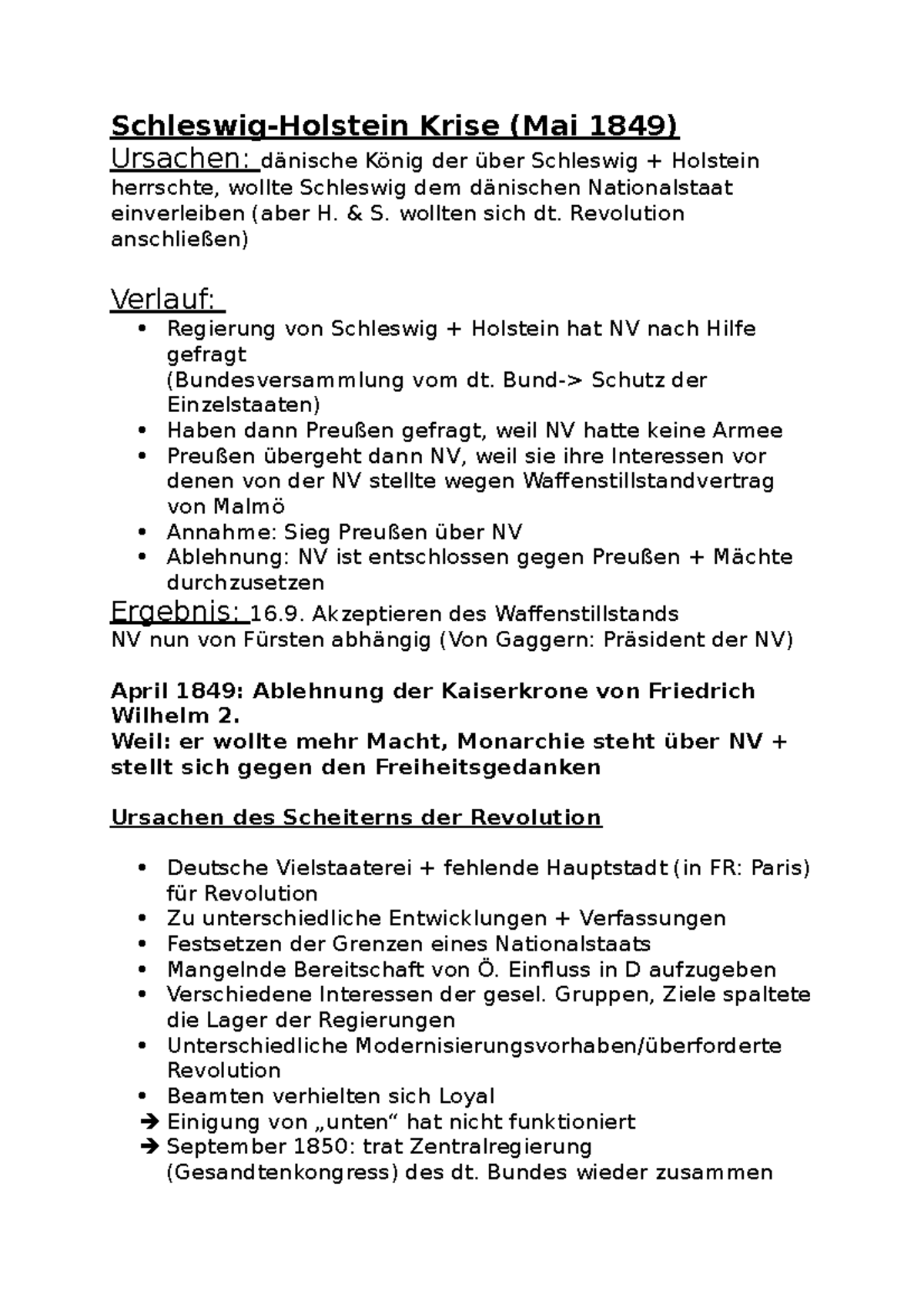 SchleswigHolstein Krise 1849 & S. wollten sich dt. Revolution