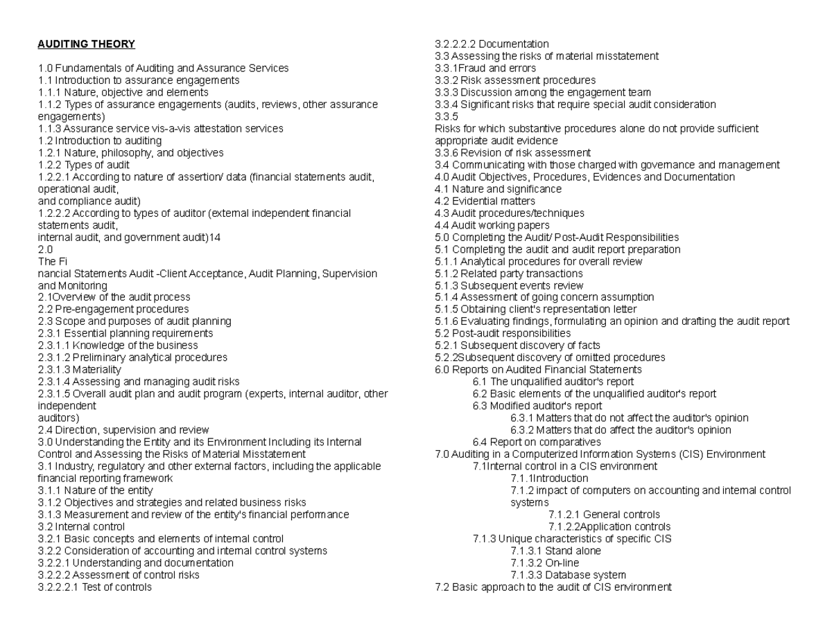 Auditing Theory - AUDITING THEORY 1 Fundamentals Of Auditing And ...
