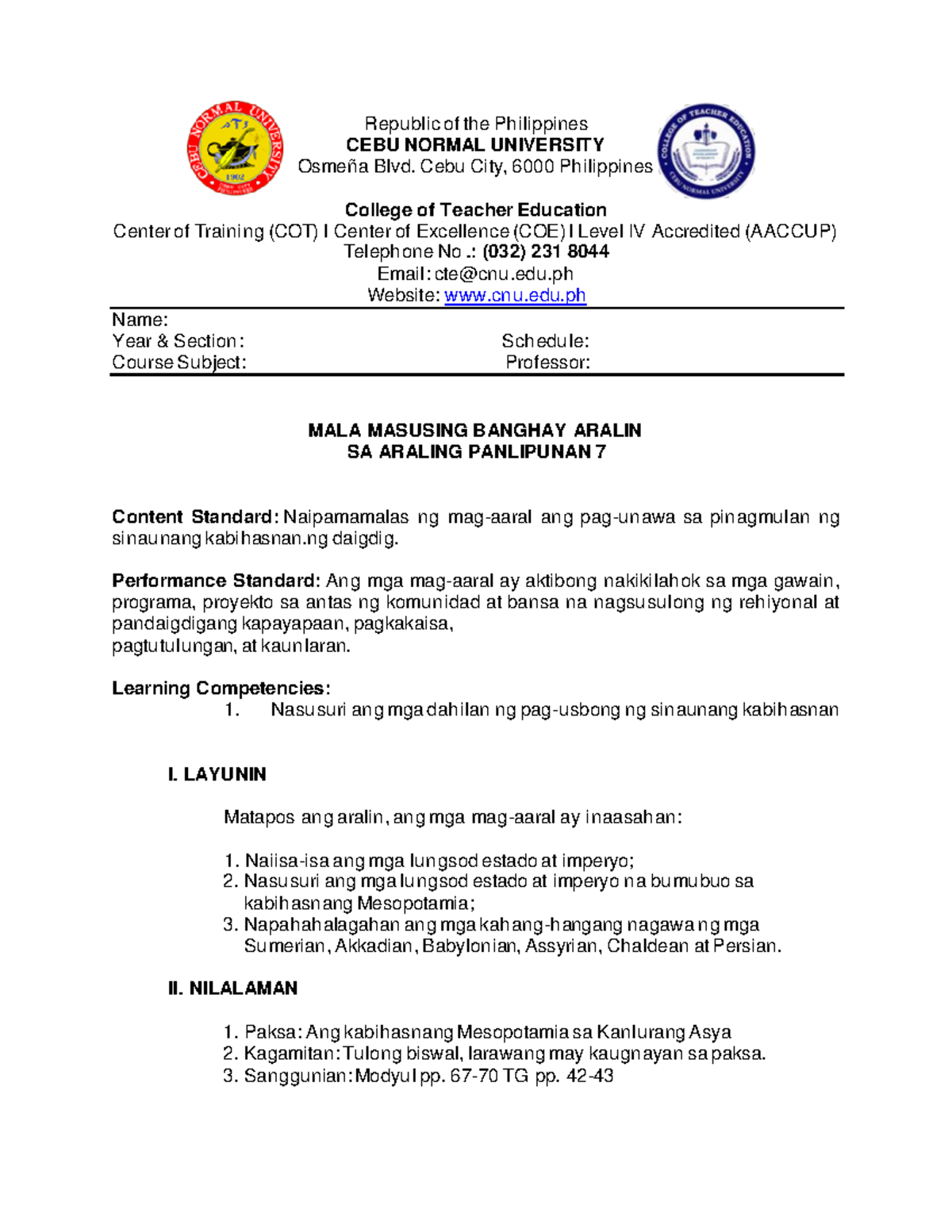 Detailed Lesson Plan - Republic of the Philippines CEBU NORMAL ...