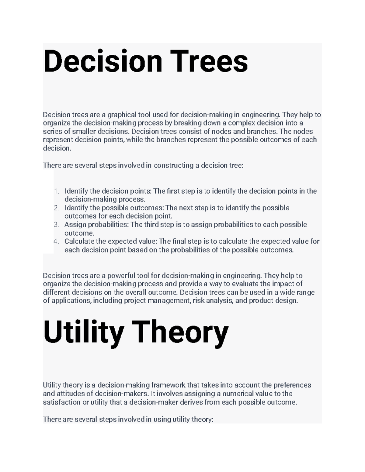 Decision Analysis for Engineering 5-6 - Decision Trees Decision trees ...