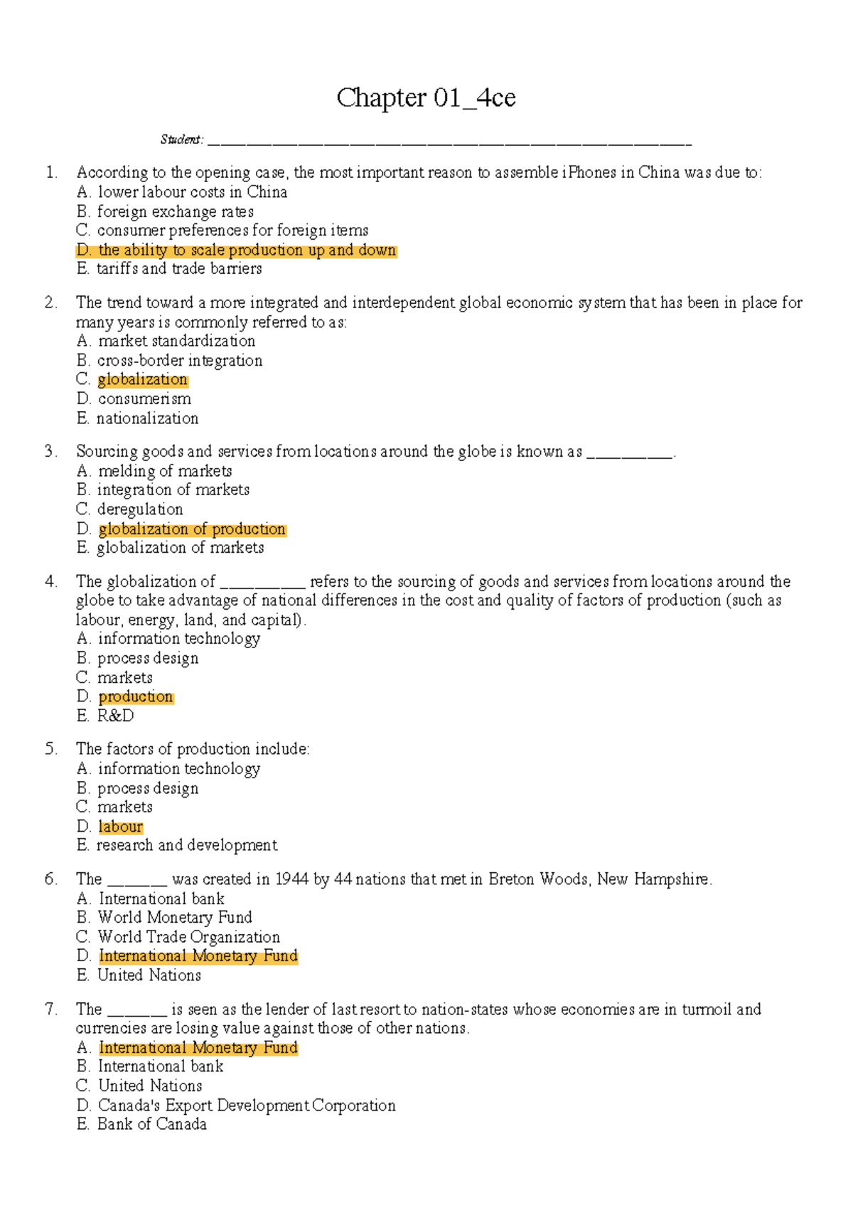 01 Chapter 1 Multiple Choice - Chapter 01_4ce Student: - Studocu