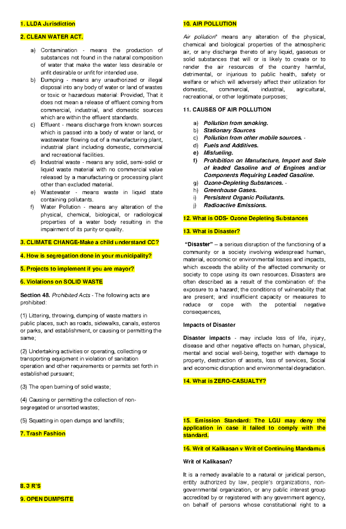 384731891 Natres Reviewer docx - LLDA Jurisdiction CLEAN WATER ACT. a ...