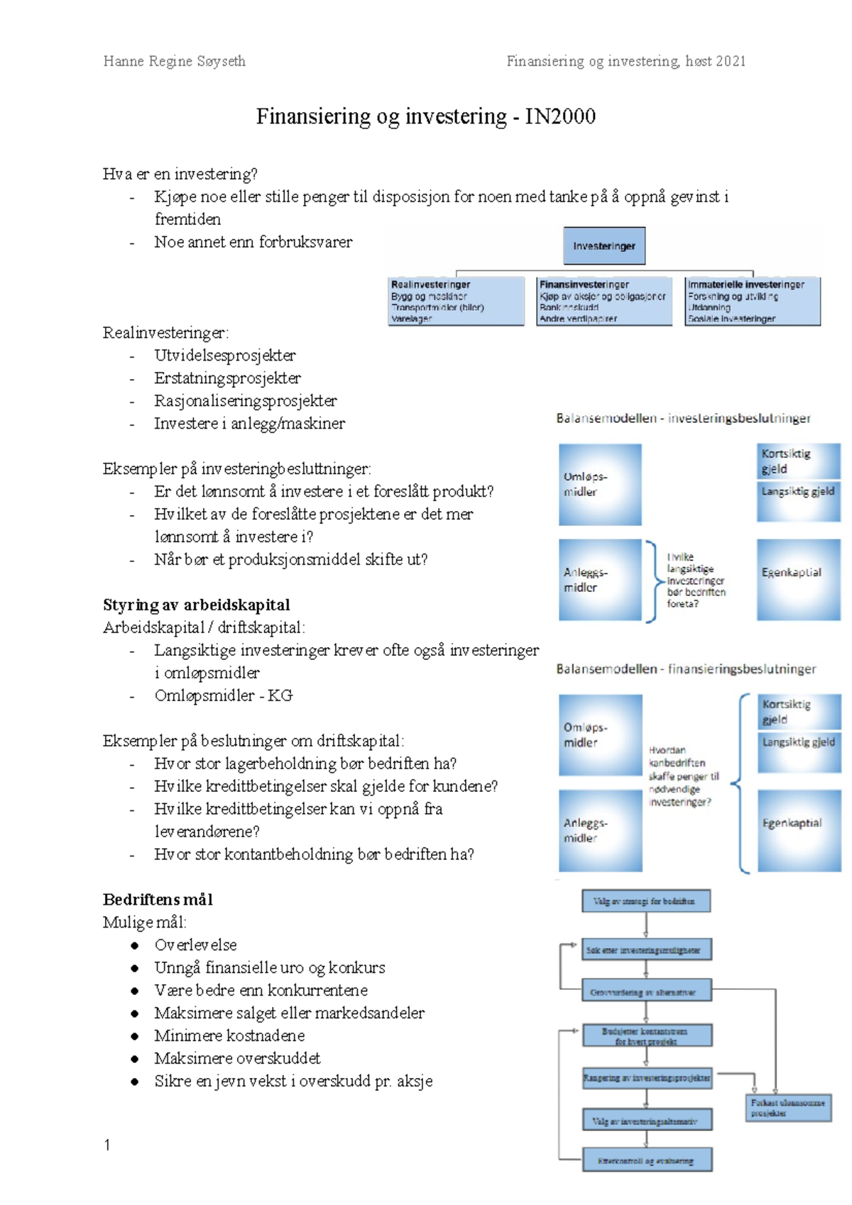 Finansiering og investering - IN2000 - INV2000K - USN - Studocu