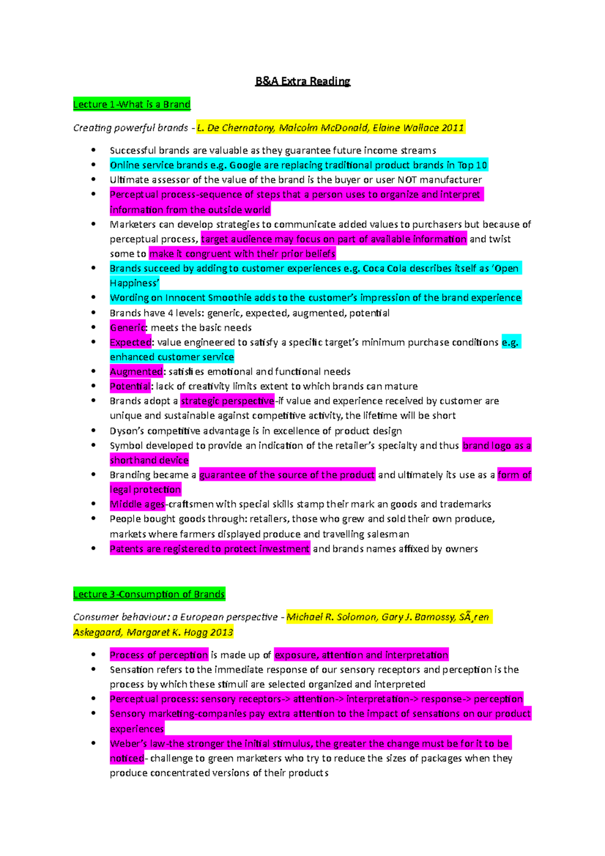 B&A extra reading - Branding and Advertising Notes - B&A Extra Reading ...