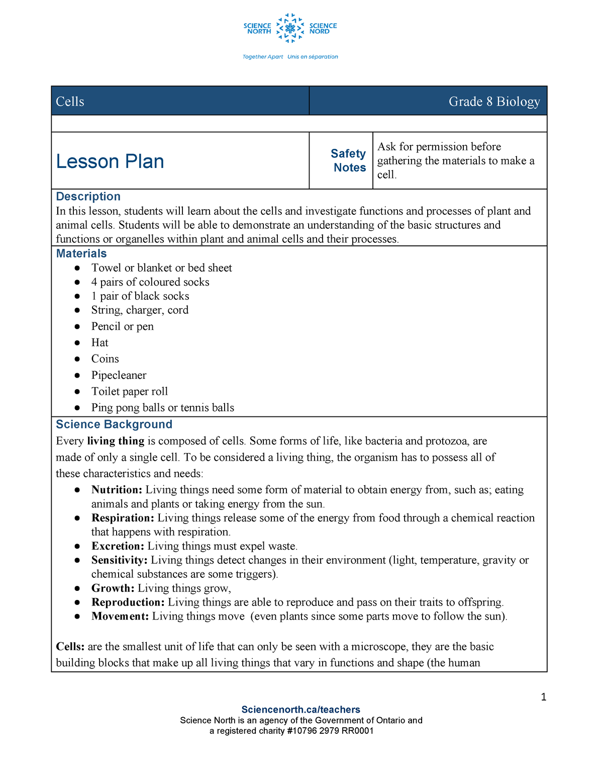 June 1 Grade 8 Cells Offline ENG - Cells Grade 8 Biology Lesson Plan ...