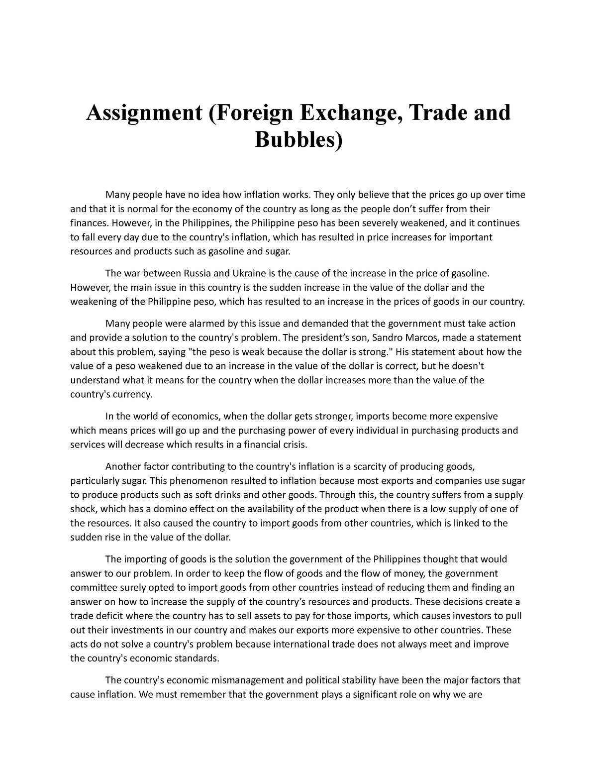 Assignment 4 - managerial economics - Assignment (Foreign Exchange ...