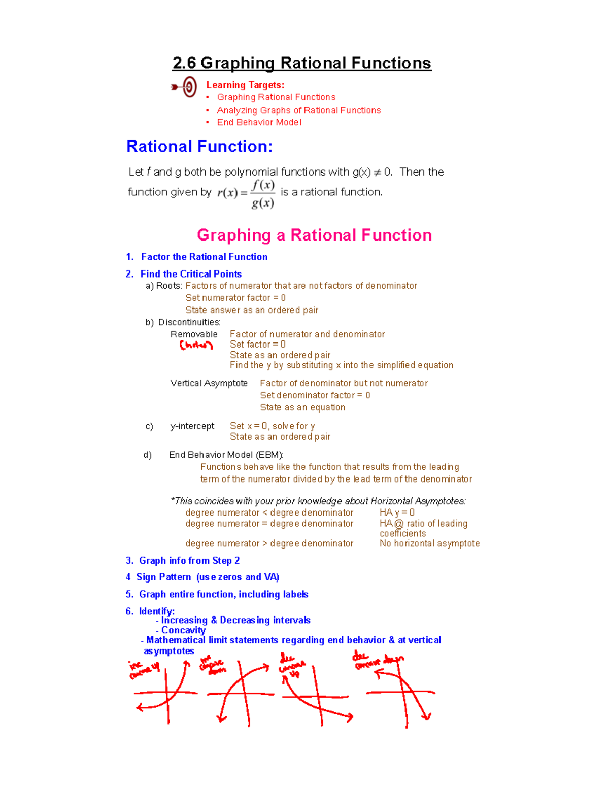 2.6 Notes - 2 Graphing Rational Functions Learning Targets ...