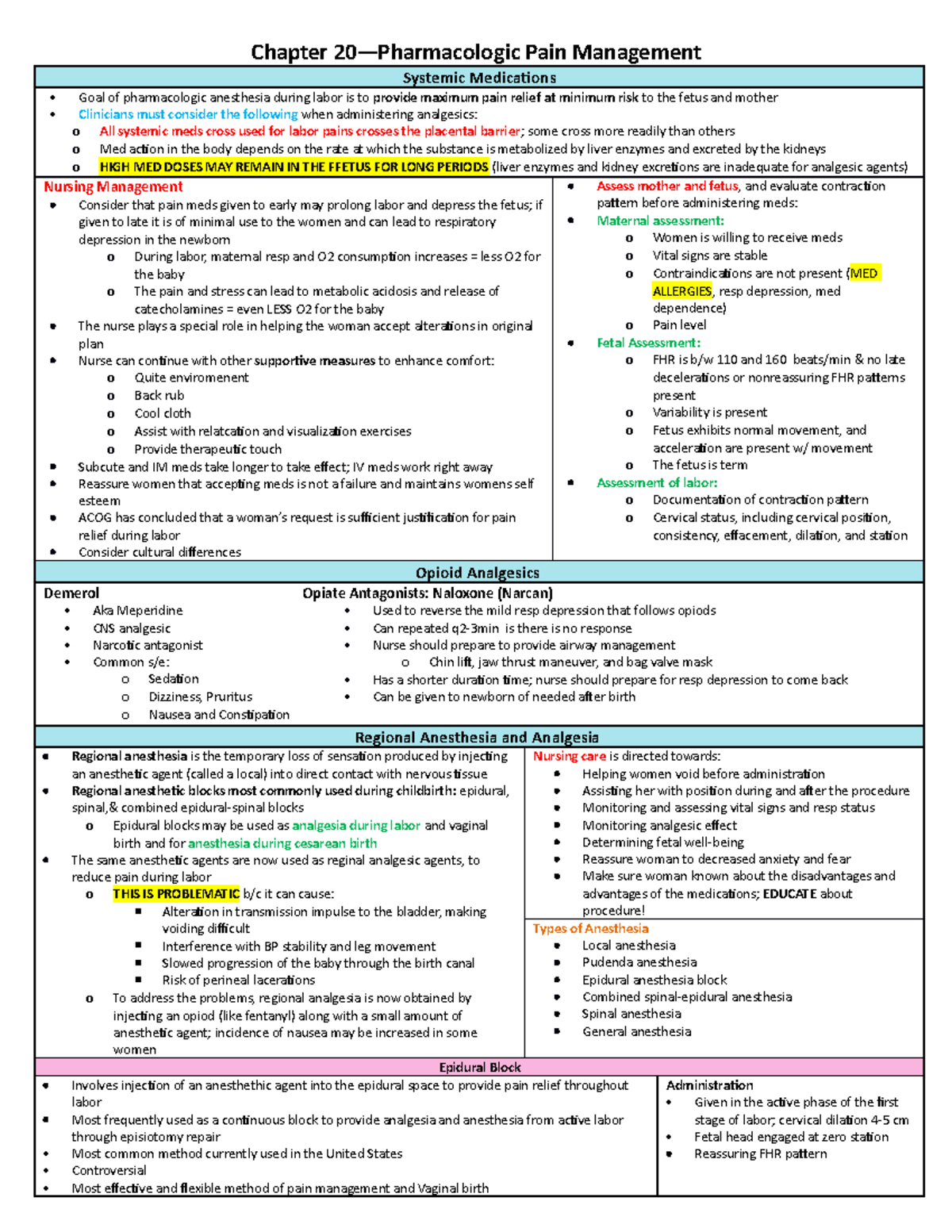 Chapter 20 Pharm Pain Management - Chapter Pain Management Systemic ...