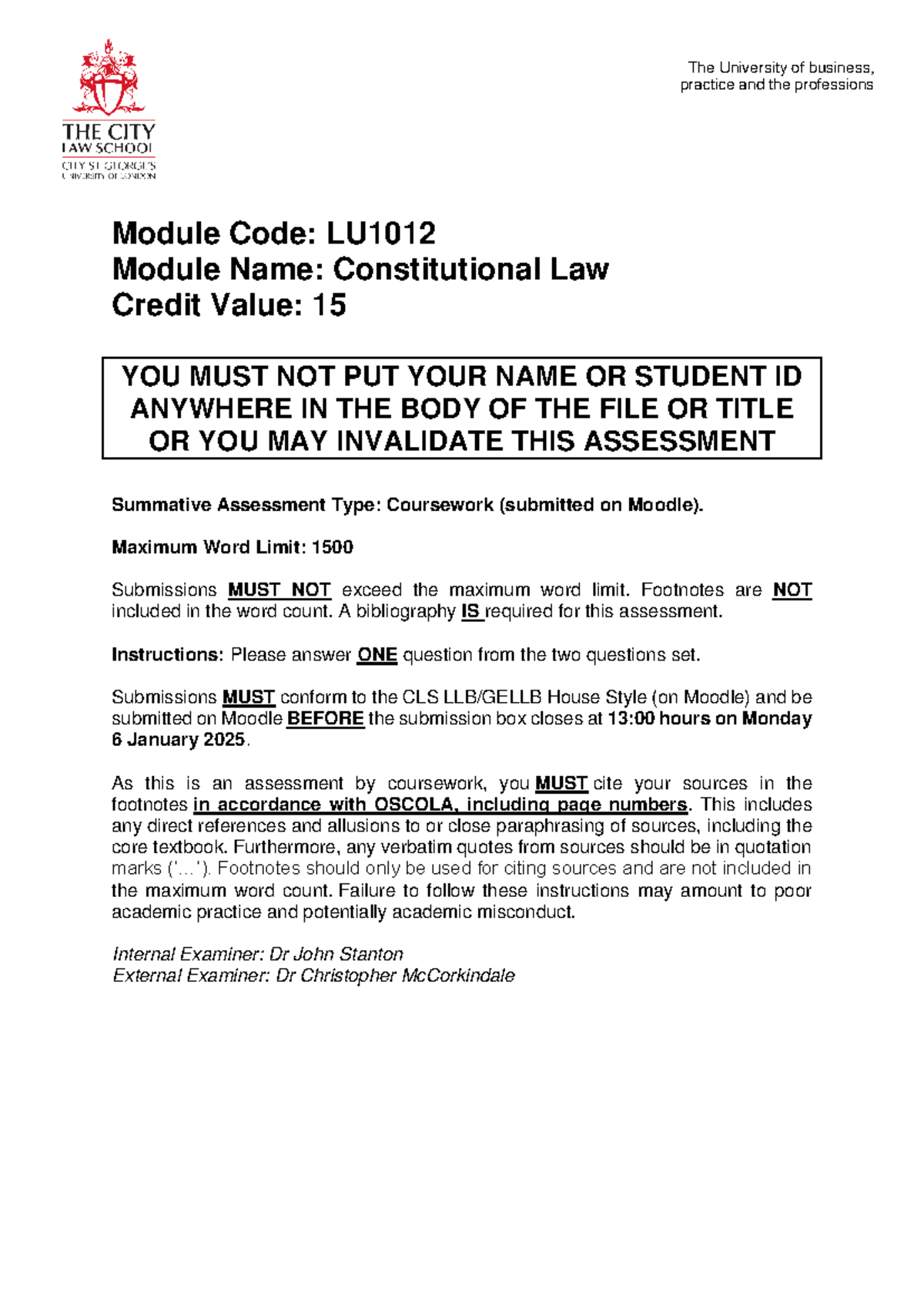 Constitutional - I need cases an references - Module Code: LU Module ...