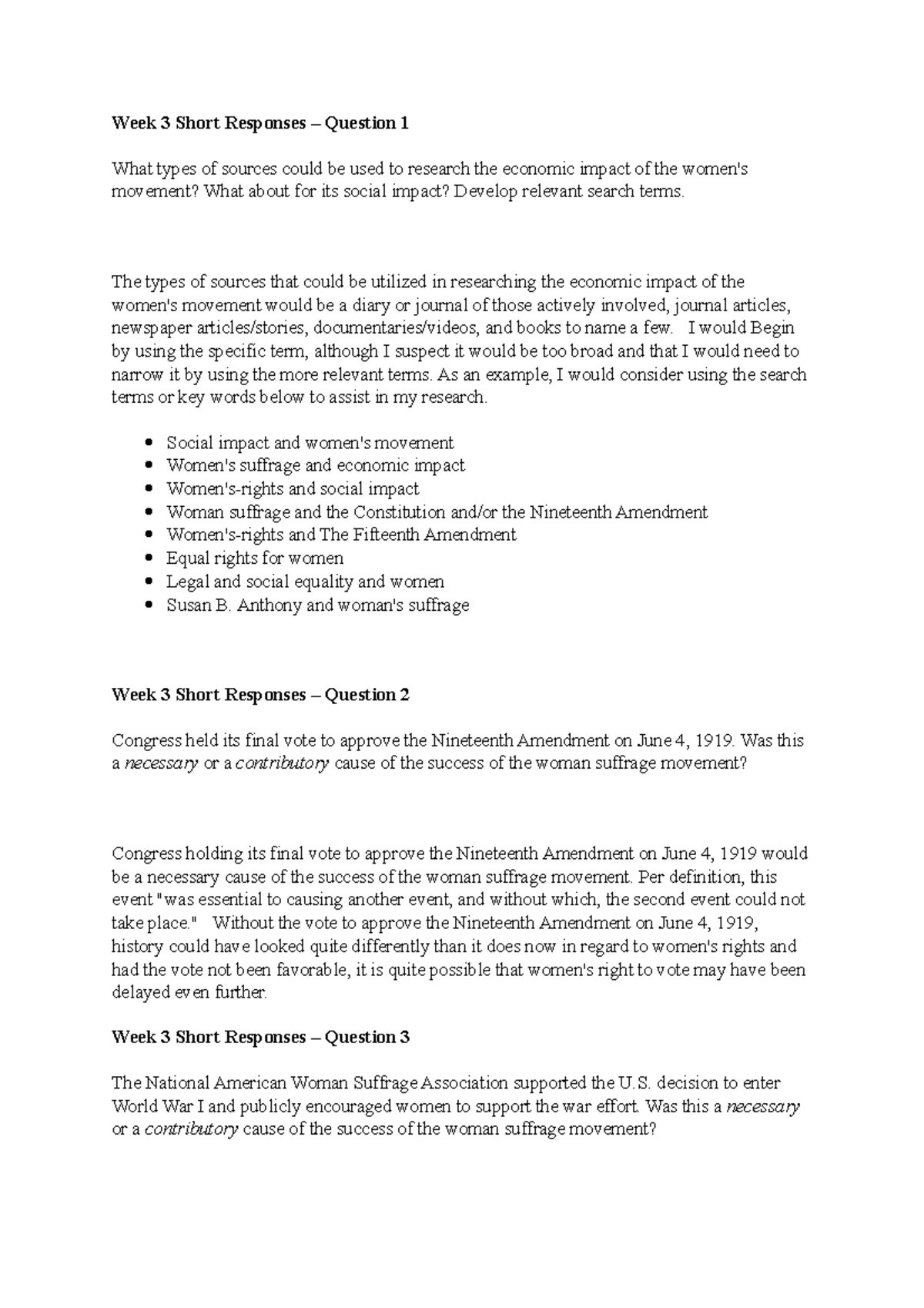 Week 3 Short Responses HIS 200 - Week 3 Short Responses – Question 1 ...