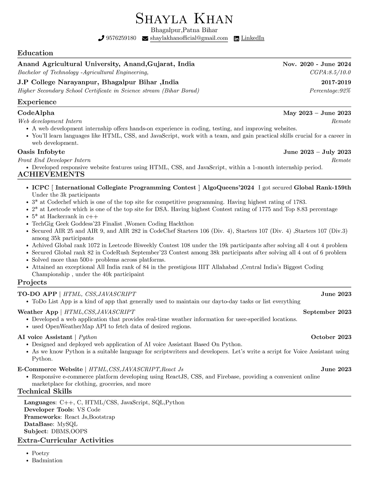 Jake s Resume Anonymous (8) - Shayla Khan Bhagalpur,Patna Bihar ...