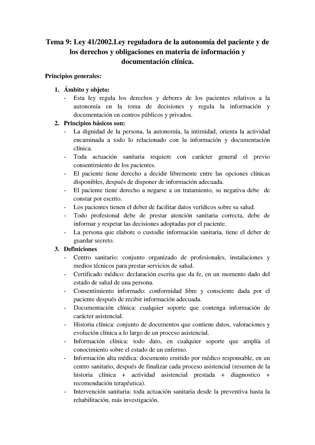 Tema 9 Autonomia Del Paciente - Tema 9: Ley 41/2002 Reguladora De La ...