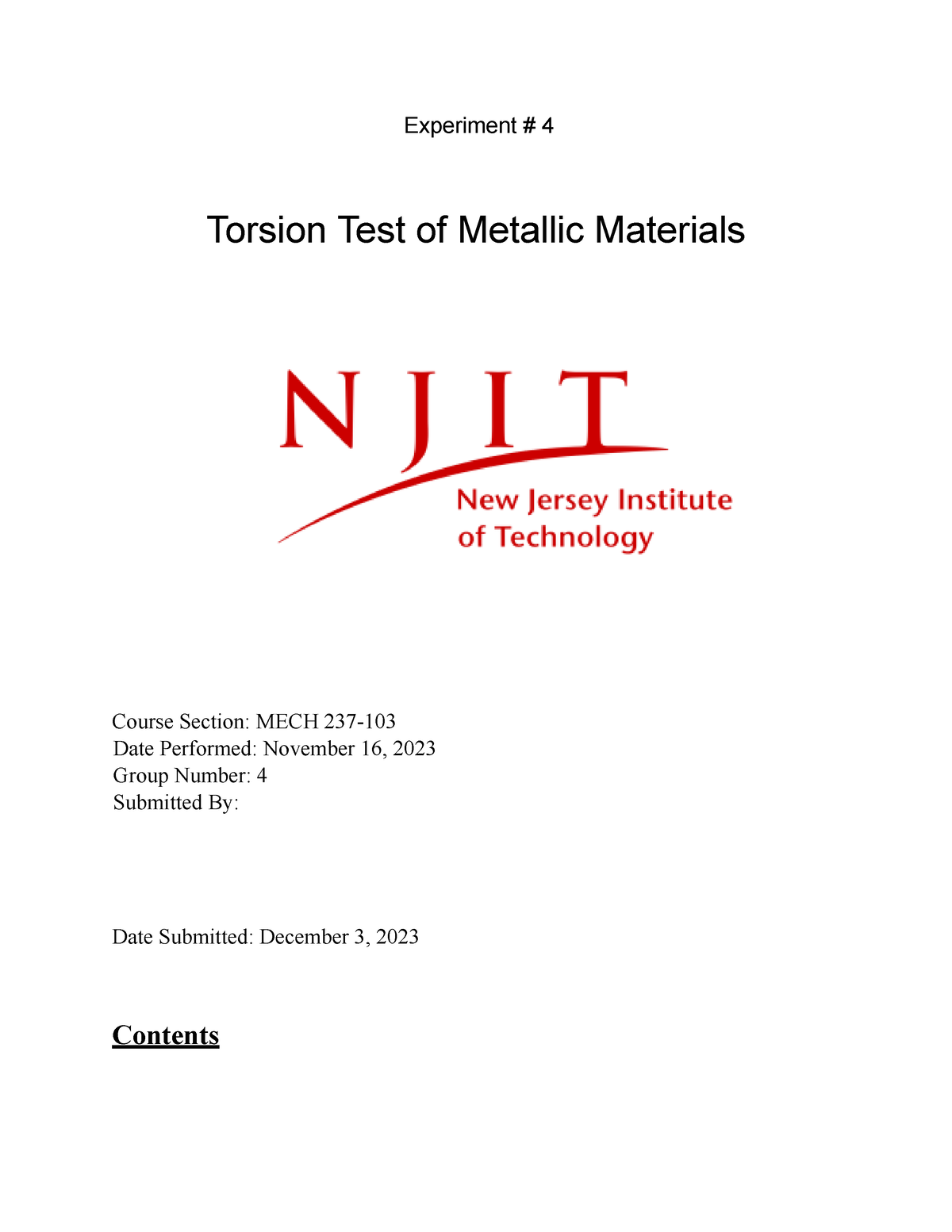 torsion test experiment lab report