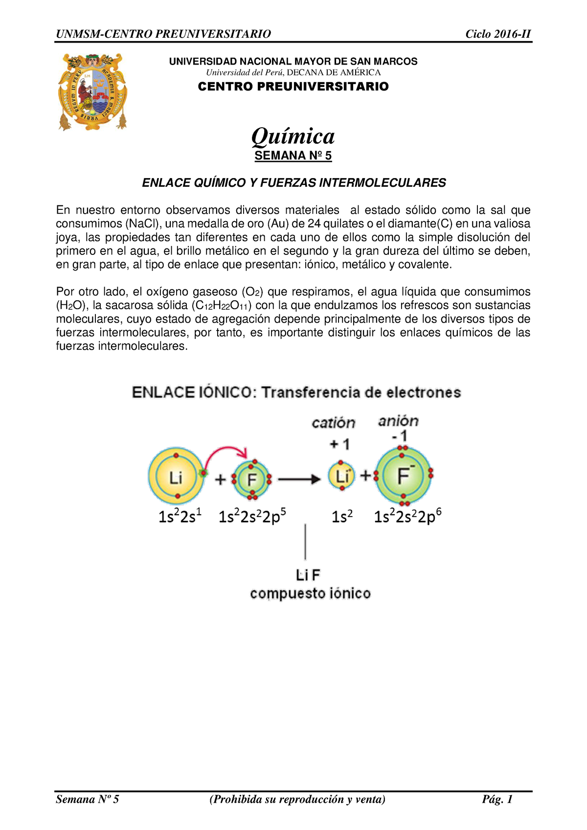 Quimica- Semana 5 - ENLACE QUÍMICO Y FUERZAS INTERMOLECULARES ...