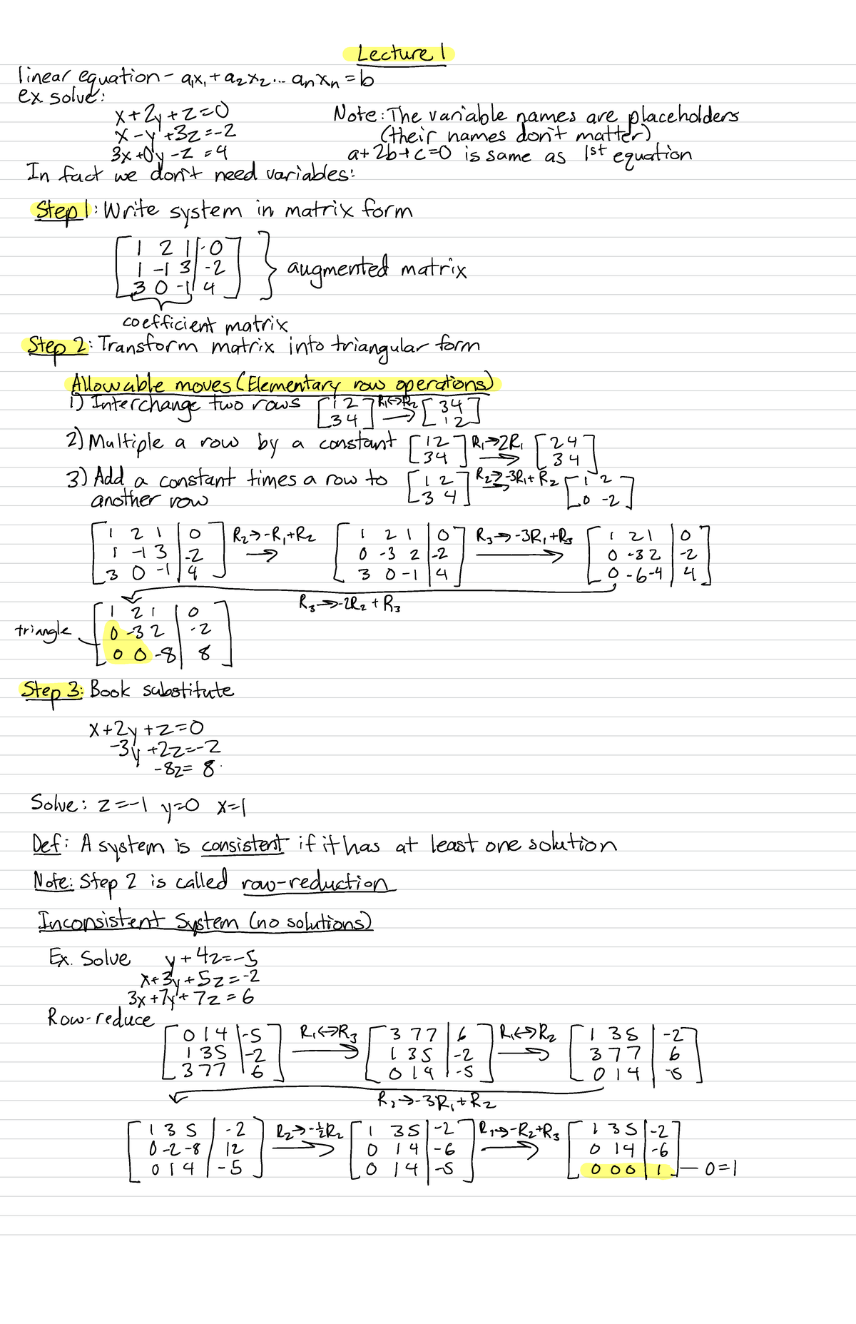 Math 18 Lecture 1 - Lecture I linear equation - ax , azxz ... an Xn = b ...