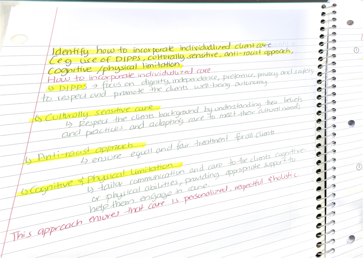 NSE11 1-week1-5 - Identify how to incorporate individualized client ...