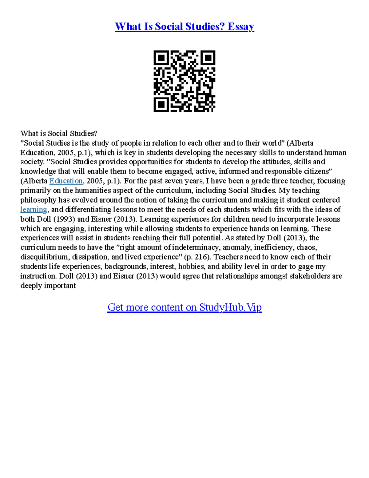 Essay On Various Topics What Is Social Studies? Essay What is Social Studies? "Social Studies