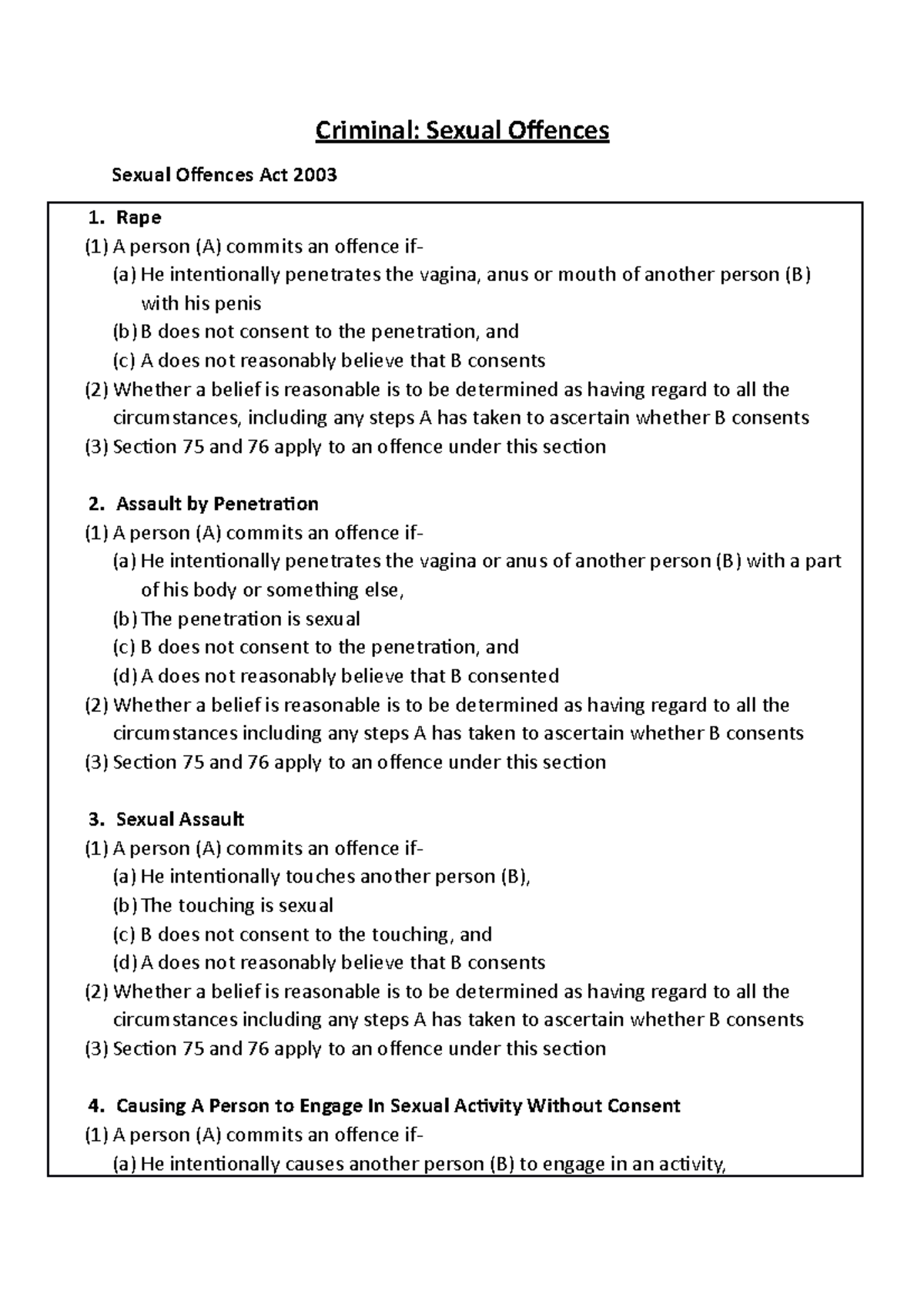 Sexual Offences - Criminal: Sexual Ofences Sexual Ofences Act 2003 1 ...
