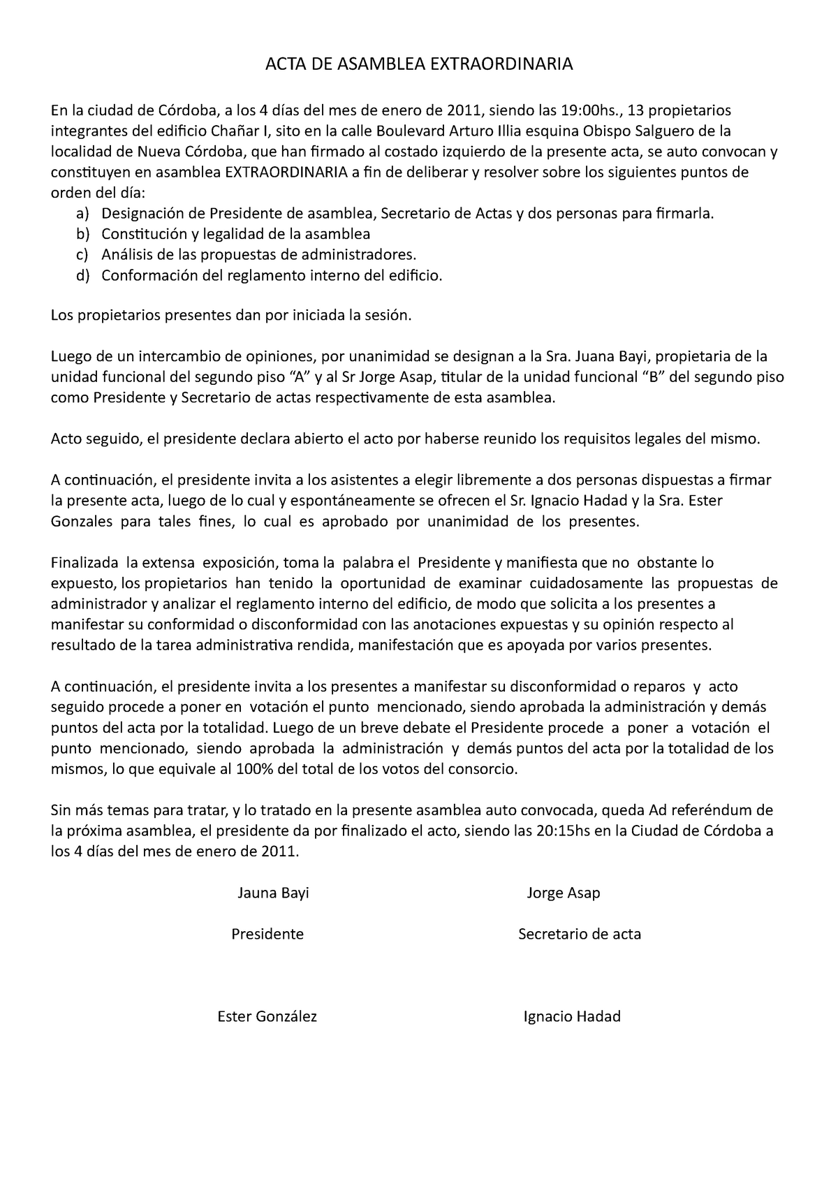 ACTA Asamblea TP1 AÑO 2021 - ACTA DE ASAMBLEA EXTRAORDINARIA En la ciudad  de Córdoba, a los 4 días - Studocu