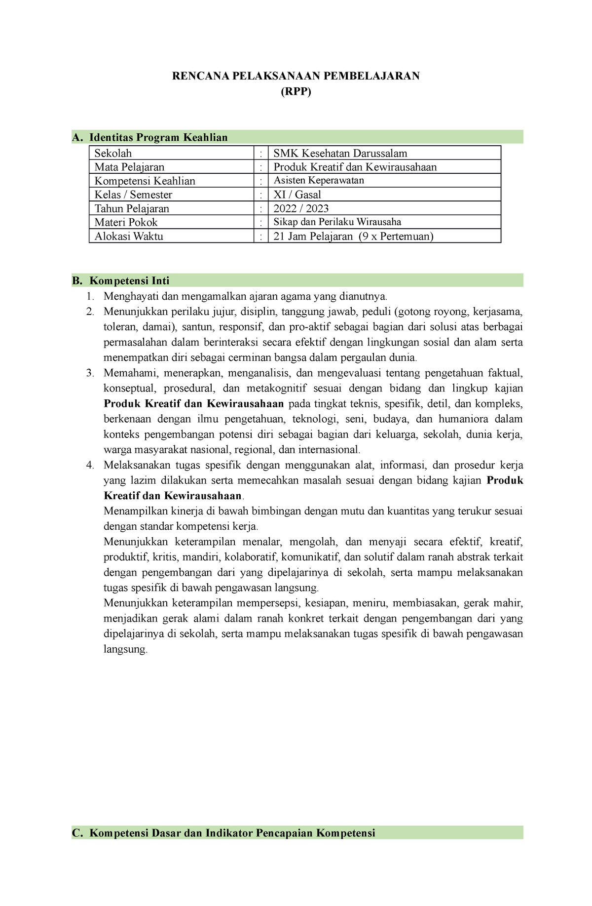 RPP PKK XI AKP 22-23 3 - RPP Kelas XI - RENCANA PELAKSANAAN ...