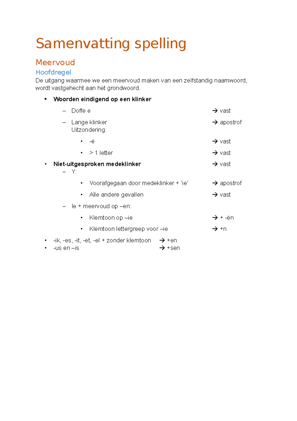 Samenvatting Spelling Verbuigingen EN Samenstellingen Samenvatting