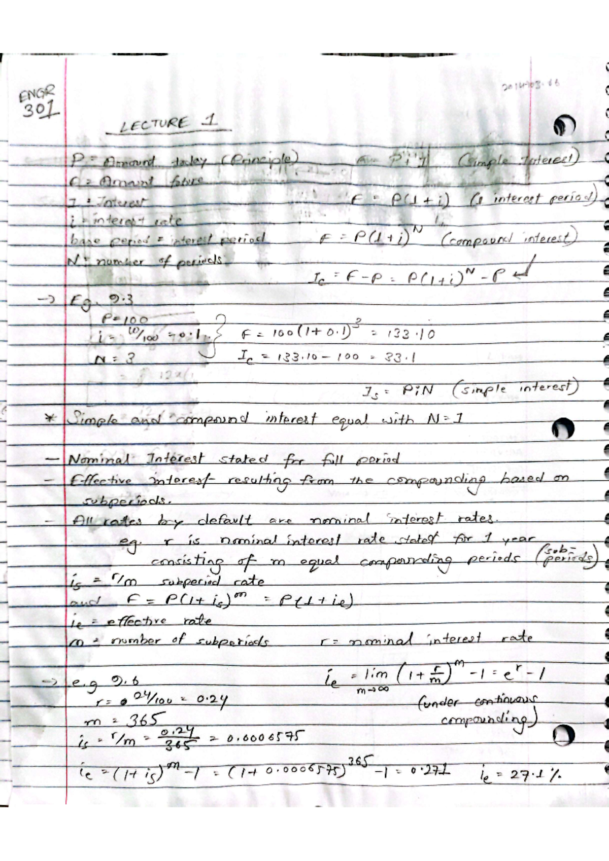 Lecture 1 Notes - Francois Summary - ENGR 301 LECTURE 1 P to Amount ...