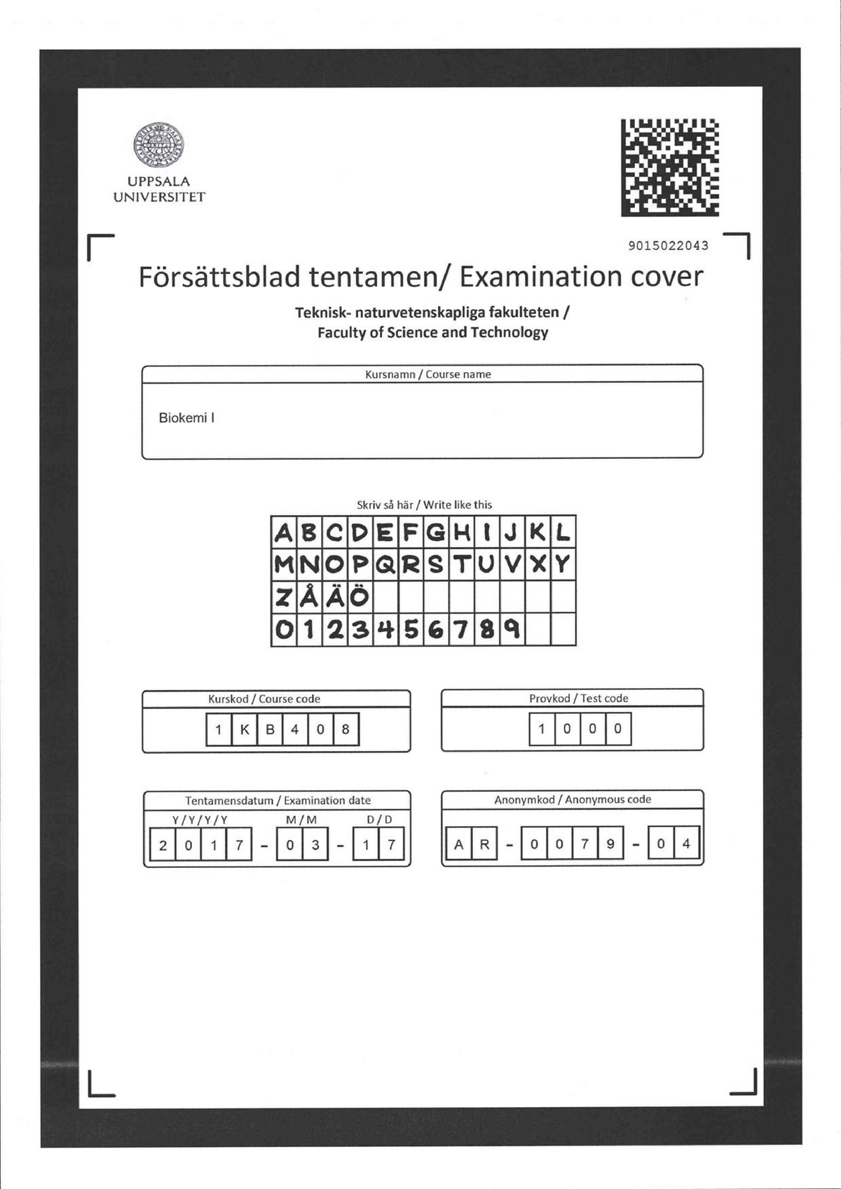 Tenta 17 Mars 2017, Svar - UNIVERSITET L— Férséttsblad Tentamen ...