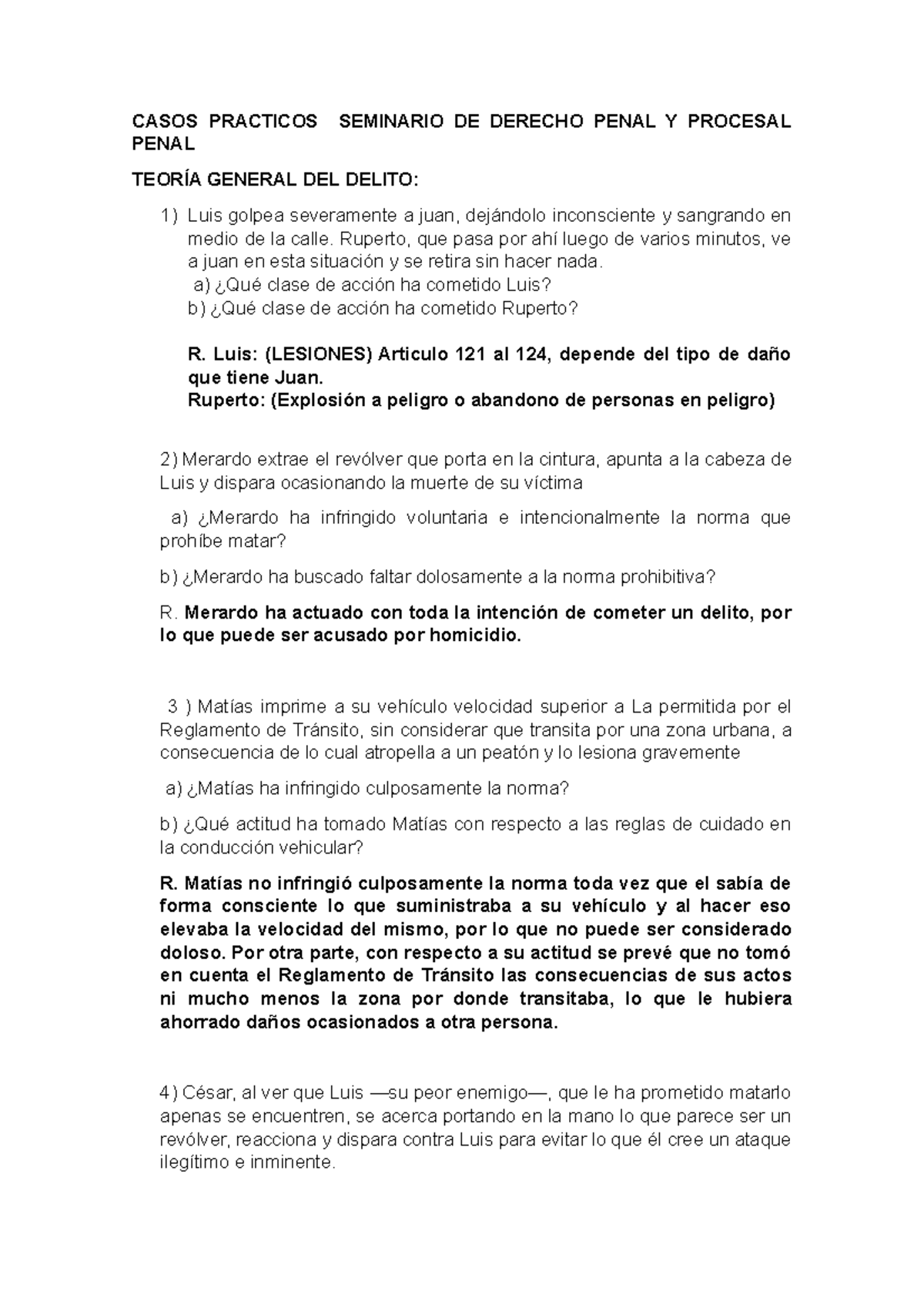 Casos Practicos 2 Grupo 4 Casos Practicos Seminario De Derecho Penal Y Procesal Penal TeorÍa 9271