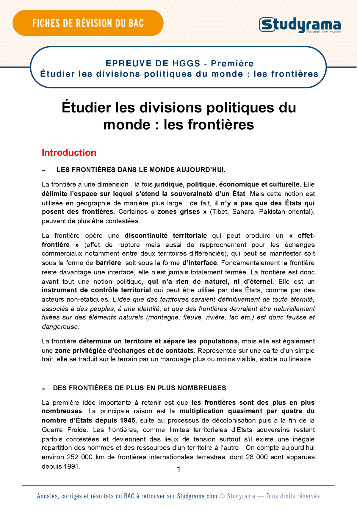 Fiche De Revision Hggs 2021 Etudier Les Divisions Politiques Du Monde Les Frontieres Étudier 8806