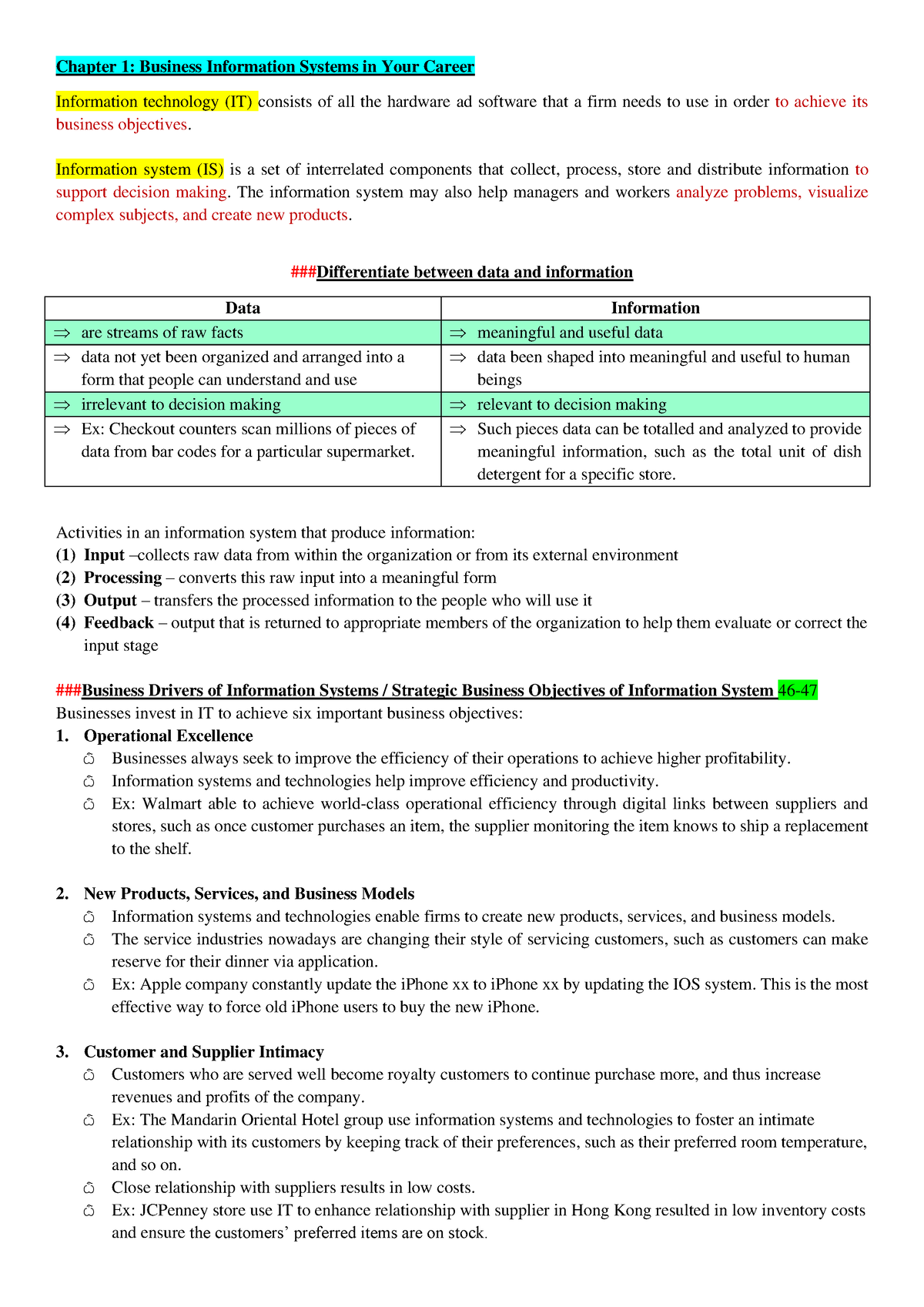 Chapter 1 Revision MIS - Chapter 1: Business Information Systems In ...