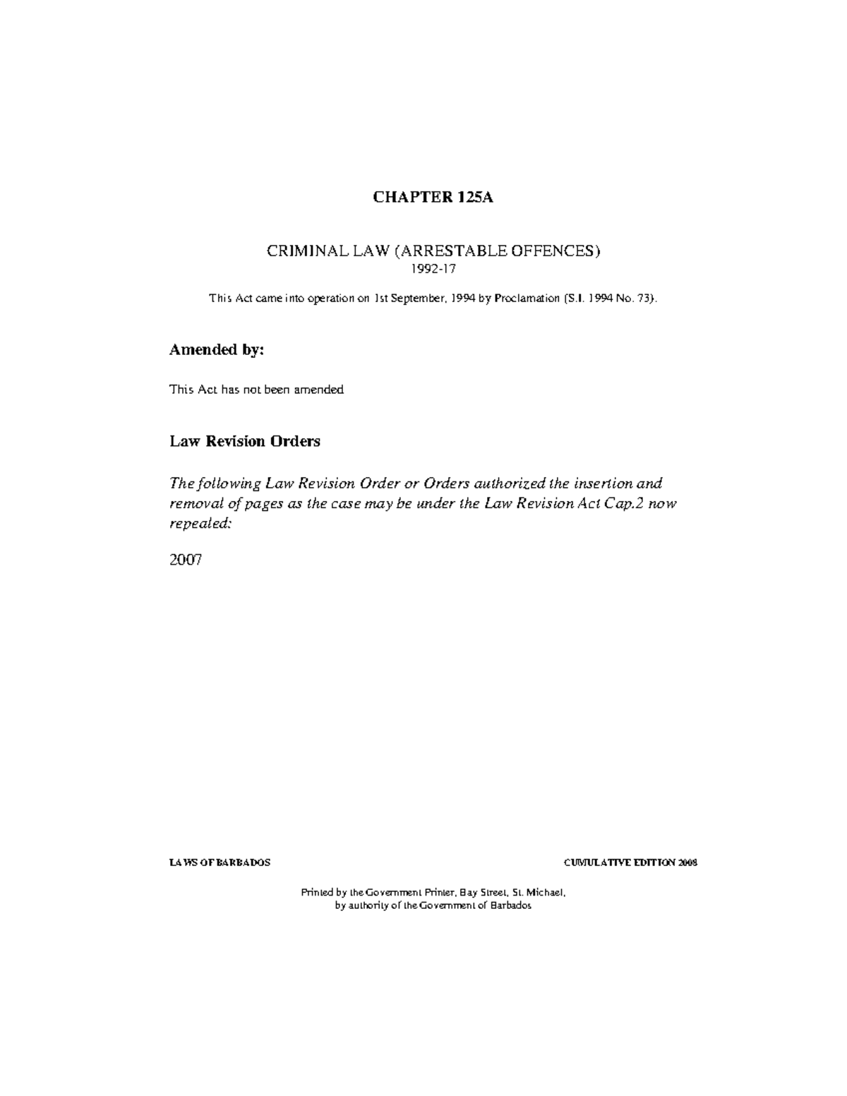 Arrestable offences 125A - CHAPTER 125A CRIMINAL LAW (ARRESTABLE ...