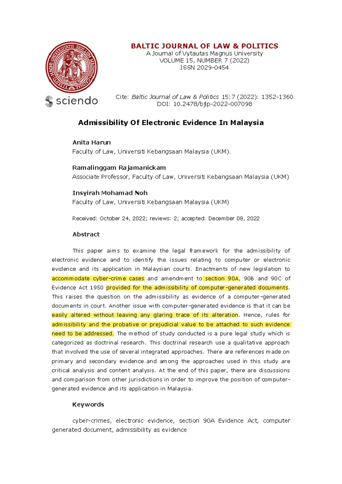 46- Admissibility+OF+ Electronic+ Evidence+IN+ Malaysia - BALTIC ...